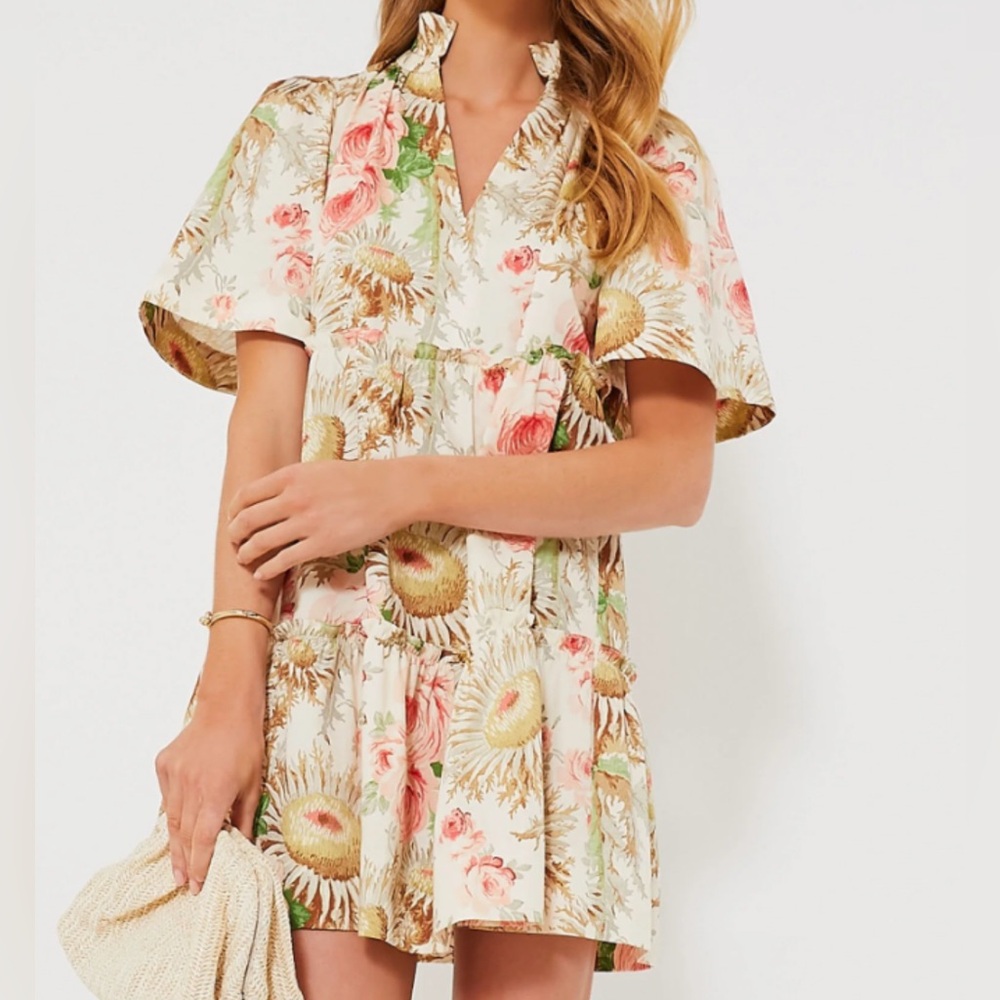 Tuckernuck Crawford mini dress ladies size xxs sun faded floral beige
